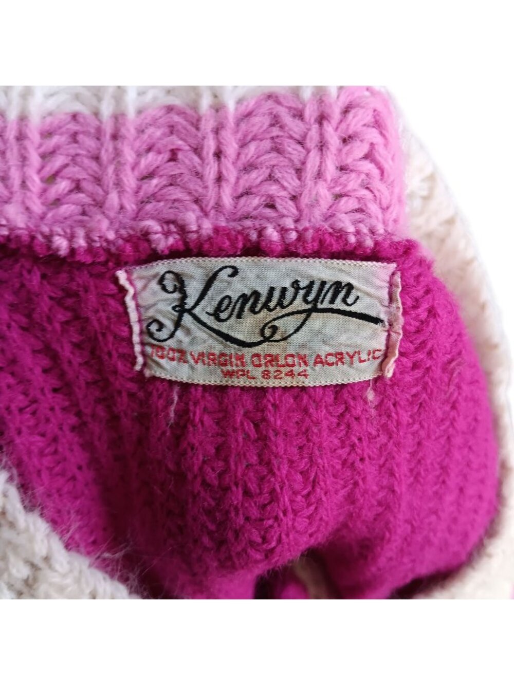 Medium True Vintage Cardigan Sweater 1970's Kenwyn Pink Knit  Cropped Cottage